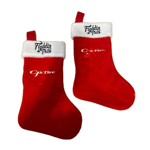 Fightin Phils CJ’s Tire Christmas Stocking Bundle Lot Red  Reading Phillies - Picture 1 of 5